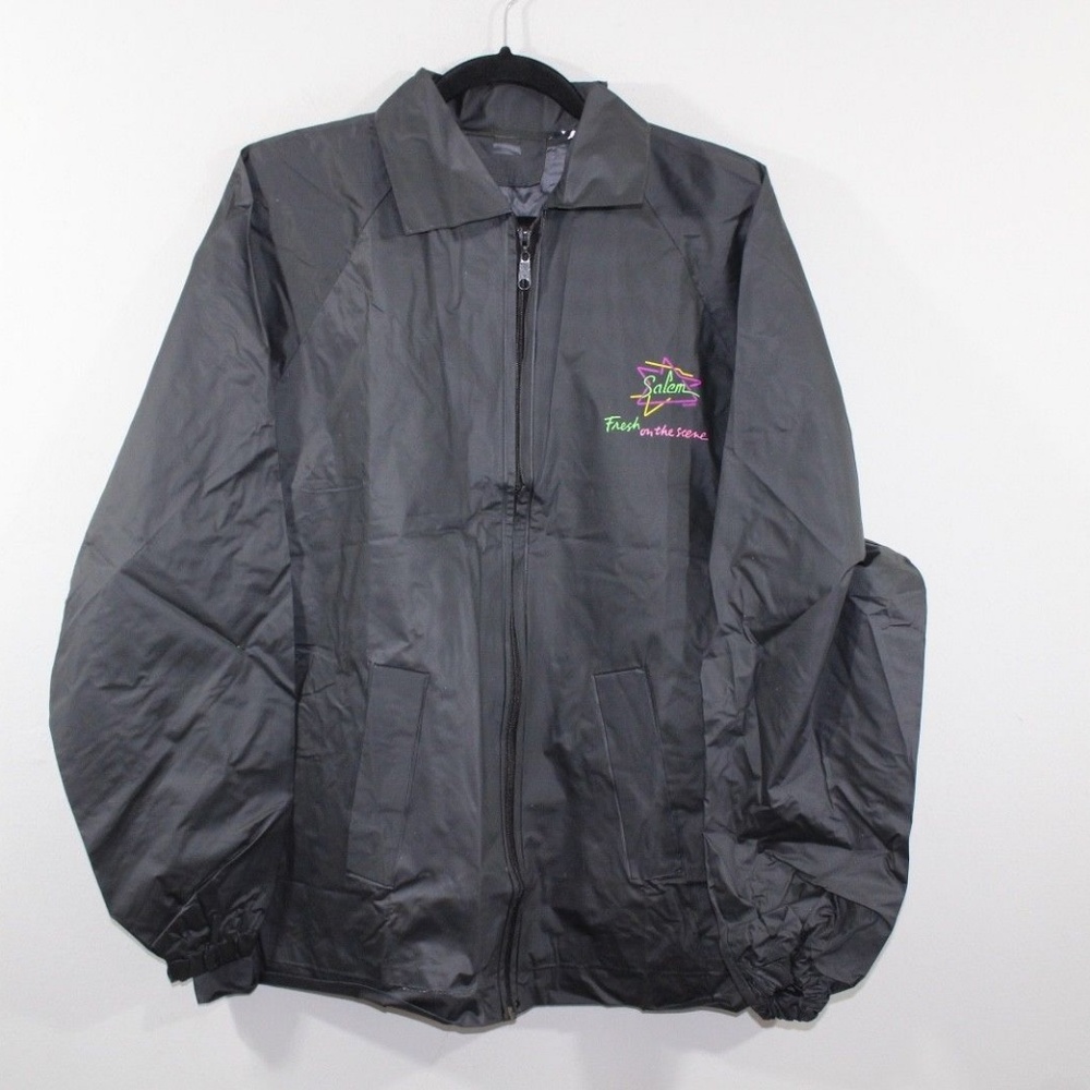 Vintage 80s L Salem Cigarettes Rain Jacket Black
